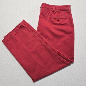 Lands' End Traditional Fit Chino Pants Mens 44x29 Holiday Red Festive Christmas